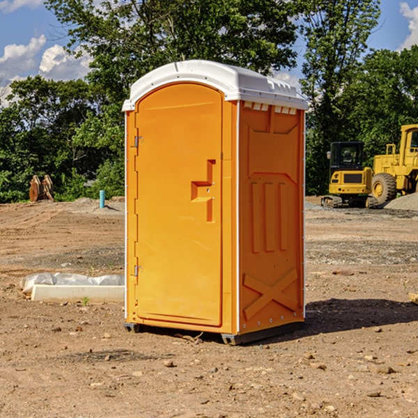 how often are the portable restrooms cleaned and serviced during a rental period in Rhea County